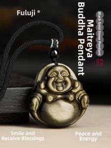 Talisman Black Obsidian Buddha Pendant