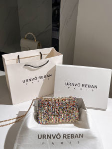 A.cound Song Ethnic Style Diamond Embedded Chain Crossbody Bag Square Leisure Fashion Handbag for Youth Single Shoulder Bag