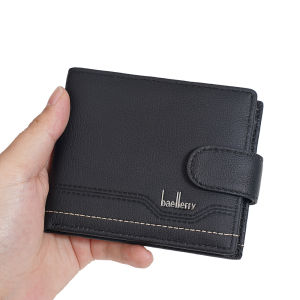 New Genuine Leather Mens Wallets Card Holder Simple Retro Buckle Male Wallet Zipper Coin Pocket Small Wallet For Men