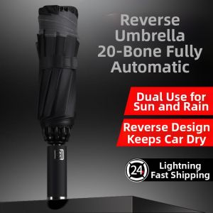 Automatic Folding Reversible Sun and Rain Umbrella