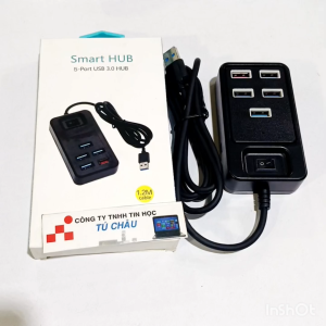 Hub chia USB / HUB USB 5 Port 3.0 dài 1.2m có công tắc gồm 4 cổng USB 3.0 và USB sạc màu Đỏ (5V - 1A)