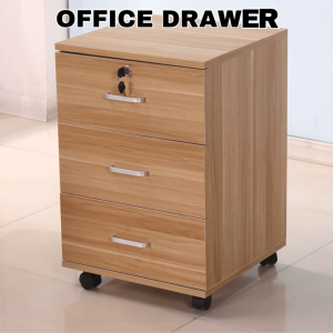 3 Layer Movable Wooden Drawer Pedestal/ Laci Pejabat/ Office Drawer / Office Pedestal / Drawer with Lock