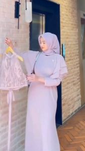 Lauren Mermaid Dress Ceruty Mix Brukat Gamis Wanita Terbaru 2024 Viral Dress Kondangan Wanita Elegan