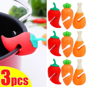 1/3Pcs Silicone Pot Lid Holder Anti-spill Rack Heat-resistant Anti Overflow Stoppers Durable Kitchen Pot Cover Lifter Holder