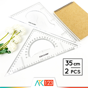 Penggaris / Mistar Segitiga / Busur Derajat / Mal Pola Lengkung / Kurva / Wayang / Jahit Transparan / Bening / Transparent / Clear Triangle / Triangular Ruler / Protractor / French Curve Set 35 cm RLS-KJ-1235
