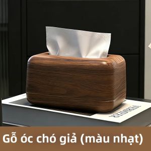 pdq | Hộp Đựng Khăn Giấy Bằng Nhựa Vân Gỗ Óc Chó Góc Bo Tròn Trang Trí Bàn Cà Phê Bàn Làm Việc Đầu Giường Phong Cách Cổ Điển