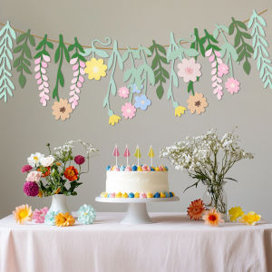 Boho Floral Leaf Banner Hanging Decor Colorful Wildflower Paper Flower Leaves Design Garland for Wedding Birthday party decor