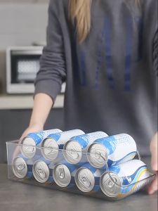 OZI Plastic clear drink soda can organizer for refrigerator fridge storage organizer kitchen