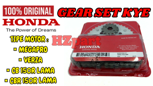 GEAR SET+RANTAI KODE-KYE HONDA MEGAPRO/VERZA/CB 150 R LAMA HONDA KYE KUALITAS ORIGINAL ASLI 100% AHM