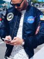 Alpha Industrial Flight Jacket MA-1 NASA Outerwear Men Winter Waterproof Cold Resistant Zipper Closure Nylon Casual Jacket. 