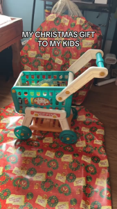 Shopping Cart Kids Toys Kitchen Play House Supermarket Trolley Cutting Fruit Removable Toys for Girls