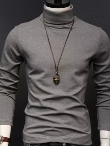 Áo Thun Nam Dài Tay Cổ Cao Thoáng Mát Ấm Áp Áo Sơ Mi Cơ Sở Màu Đen Trắng Màu Trơn Youth Thoải Mái Mặc Mùa Đông Essential