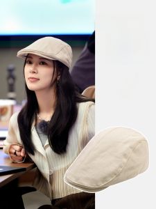 Womens Summer Breathable Retro British Tan Beret Hat Sun Protection Hat Duckbill Cap Reverse Wear Short Brim Casual Style