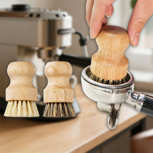 Portafilter Cleaning Brush with Wooden Handle 58mm Powder Bowl Coffee Cleaning Brushes for Espresso Machine Portafilter Baskets