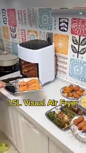 Air Fryer 15L Large Capacity Multifunction Color Touch Screen Display with Visual Window