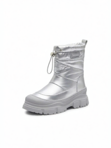Joy & Peace | Winter Silver Functional Warm Wool-lined Mid-calf Thick-sole Snow Boots for Women