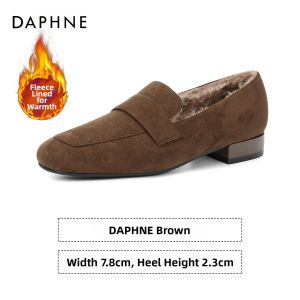 Daphne | Faux Fur Lined Womens Loafers Brown