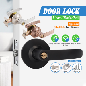 ลูกบิดก้านโยก ลูกบิดเขาควาย ก้านโยกเปิด-ปิดประตู พร้อมล็อคในตัว กุญแจ3ชุด ครบชุด ก้านโยกสแตนเลส ก้านโยกสแตนเลส สีเงิน ความหนาของประตู 30-50 มม.