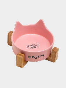 Petdebby | Anti Spill Dual Compartment Ceramic Cat Food Bowl