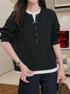 Loose Long Sleeve round Neck Sweater Womens Base Layer Shirt Slimming Effect Autumn New Style plus Size Fashionable Top