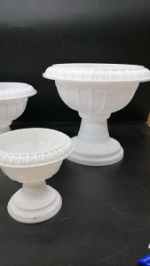 Plastic PVC-Roman Pot White Urn Plastic Pot Indoor Outdoor Fresh and Artificial Plants/Flowers Display Pot
