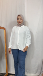 Kemeja Wanita Crinkle Atasan Wanita Polos Lengan Panjang Terbaru Kekinian Cod Bayar Ditempat