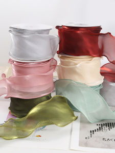 ผ้าไหม ริบบิ้น ผ้าซาติน หางปลาพร้อมปมผีเสื้ออุปกรณ์เสริมผมช่อดอกไม้บรรจุภัณฑ์ร้านดอกไม้ริบบิ้นเค้กของขวัญ DIY