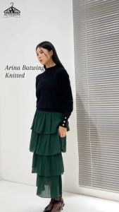 6228 Arina Long Sleeves Batwing Knitted Top Blouse