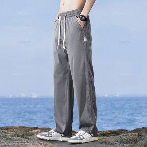 Brand Clothing Summer High Quality Lyocell Fabric Jeans Men Thin Loose Wide Leg Pants Grey Blue Casual Trousers Plus Size M-5XL
