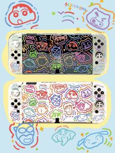 Qile Nintendo Switch Protective Case Cartoon Doodle Ole Hard Shell Handle Base Soft Silicone Cover for Switch Games Accessories