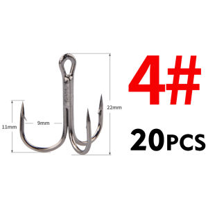 MEREDITH 20Pcs/lot 4# 6# 8# Fishing Hook High Carbon Steel Treble Overturned Hooks Fishing Tackle Round Bend Treble For Bass