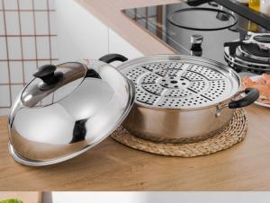 Shengde Stainless Steel Sauna Pot High Lid Steamed Buns Steamer Sauna Chicken Pot Pot for Steaming Fish Seafood Steam Pot Cooking Pot