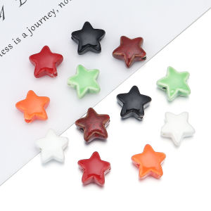 10 ชิ้น/ล็อต FIVE-pointed Star ลูกปัดเซรามิคที่มีสีสันน่ารักหลวม Spacer ลูกปัดสําหรับสร้อยคอสร้อยข้อมือต่างหูเครื่องประดับอุปกรณ์เสริม