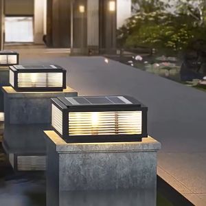 [buy 1 take 1]Solar Post Light solar light outdoor waterproof Solar Garden post lamp LED tri color Pillar Light Gate Pillar Light 3 Tricolor  IP67 Gate Wall Lights BUY 1 TAKE GIFT automatic sensor warm white post lights COD aluminium