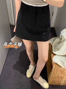 Gray Suit A-Line Mini Skirt Womens High Waist Anti-Light Walking Commute Style Short Skirts Korean Version Spring Autumn
