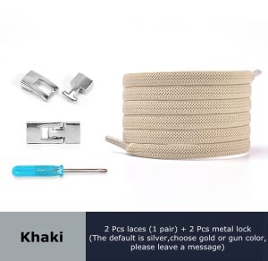 Elastic Shoelaces Flat Cross Metal Lock No Tie Shoelace Convenient And Fast 1 Second Wear Sneakers Lazy Laces 1 Pair