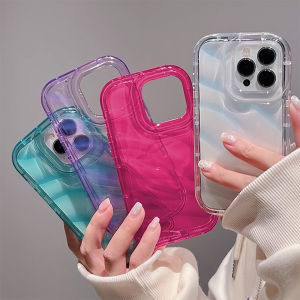 Case For iPhone 11/XR 15 Pro Max 16 15 12 13 14 Pro Max iPhone 16 6 6s Plus 7 Plus 8 Plus SE 2020 X XS Max 14 15 Plus 16 Pro Max Luxury Ins Water Ripple Laser Shockproof Phone case Silicone Soft Phone Casing Anti-fall Soft Tpu 3D Wavy Curved Back Cover