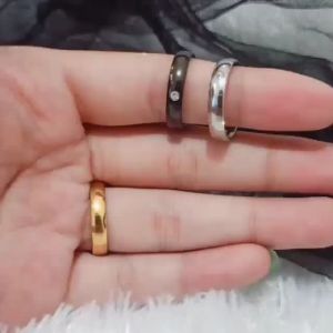 Cincin Titanium Permata Satu Anti Karat Emas Silver Hitam | Jeepa Aksesoris