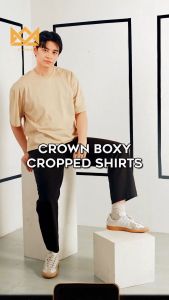 Crown Boxy Cropped Plain Tshirt for Men Women Boxy Oversize Fit Tops