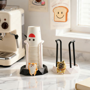Minimalist Resin Pug Paper Cup Holder Household Disposable Cup Rack Multifunctional Living Room Coffee Table Decor Figurine