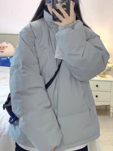 Womens Thickened Cotton Jacket Spring 2024 New plus Size Bread Style Stand Collar Loose Fit Versatile Long Sleeve Zipper