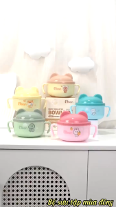 Bát ăn dặm inox 304 Misan giữ nhiệt 2 lớp kèm nắp đậy và thìa nhựa an toàn cho bé