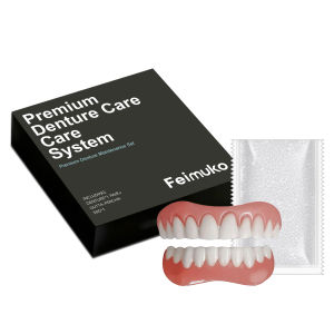 Natural Fit Denture Silicone Kit for Teeth Upper and Lower Set - Easy Use Complete Fake Tooth Oral Hygiene Care Set