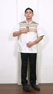 Baju Koko Pria Dewasa Terbaru 2025 (BONUS DUS) Songket Putih Lengan Pendek MOERBA 18D2431655