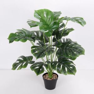 9 Forks Artificial Monstera Plants Fake Palm Tree Plastic Turtle Leaves Green Plants for Home Garden Room Decor