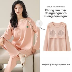 Bộ đồ ngủ nữ MiiOW cotton dài tay quần dài có đệm ngực mặc nhà