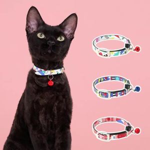 Breakaway Cat Collar Elastic Safety Collar Memphis Pattern Adjustable Cat Collar With Metal D Ring