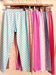 Womens Slim Fit High Waist Print Cotton Lycra Autumn Pants Thin Home Wear Warmth Trousers High Elasticity Underwear