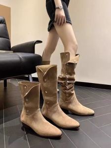 Large Size Womens Boots Autumn Style Pointed Toe High Tube Boots Fashionable Korean Version for plus Size Women with Thick Legs