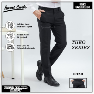 Celana Panjang Pria Formal Kantor Dean Model Slimfit Warna Hitam Size 28-38 - IGNAS CARLO